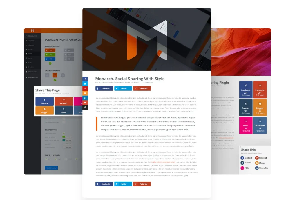 Plugin Monarch com botões de compartilhamento