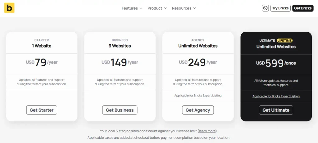 Bricks Starter Business Agency and Ultimate Lifetime pricing in August 2026