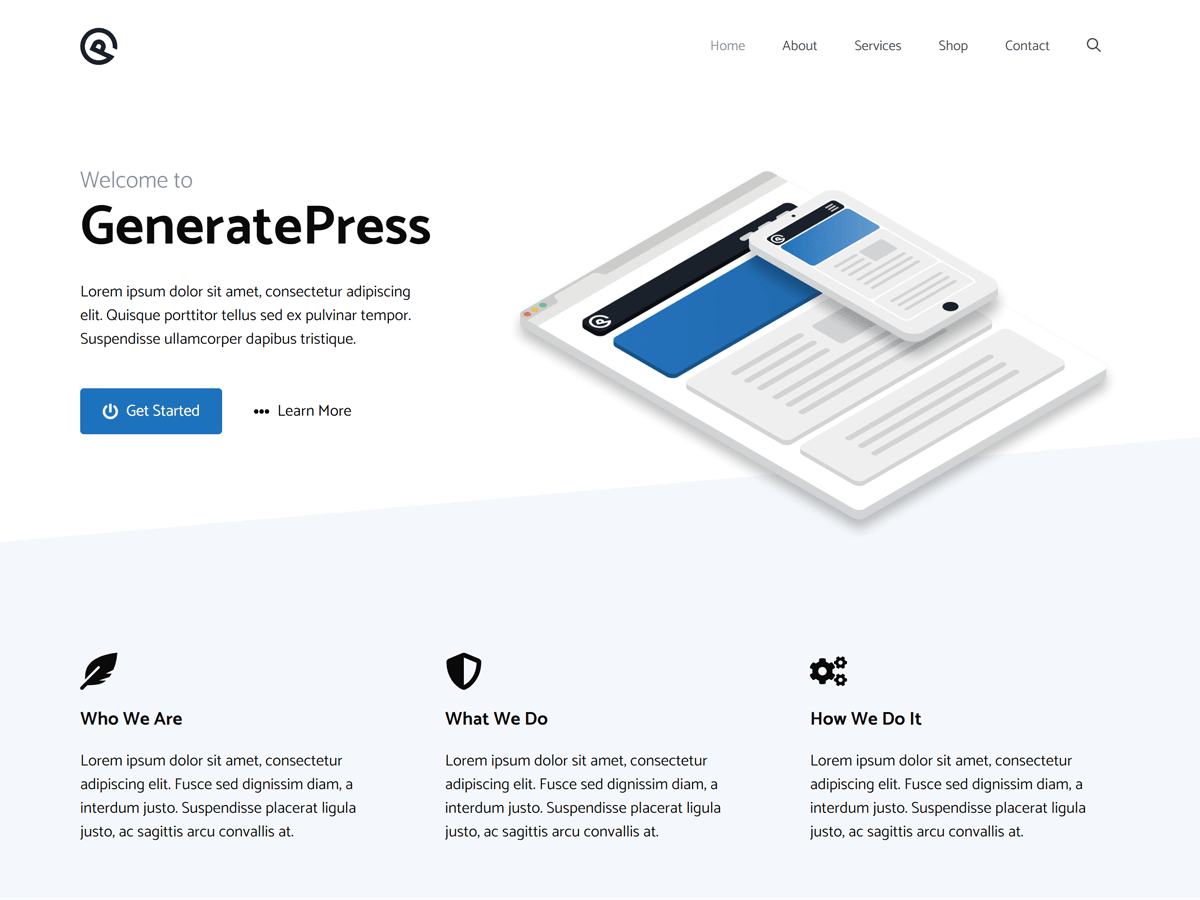 GeneratePress WordPress theme preview in 2026