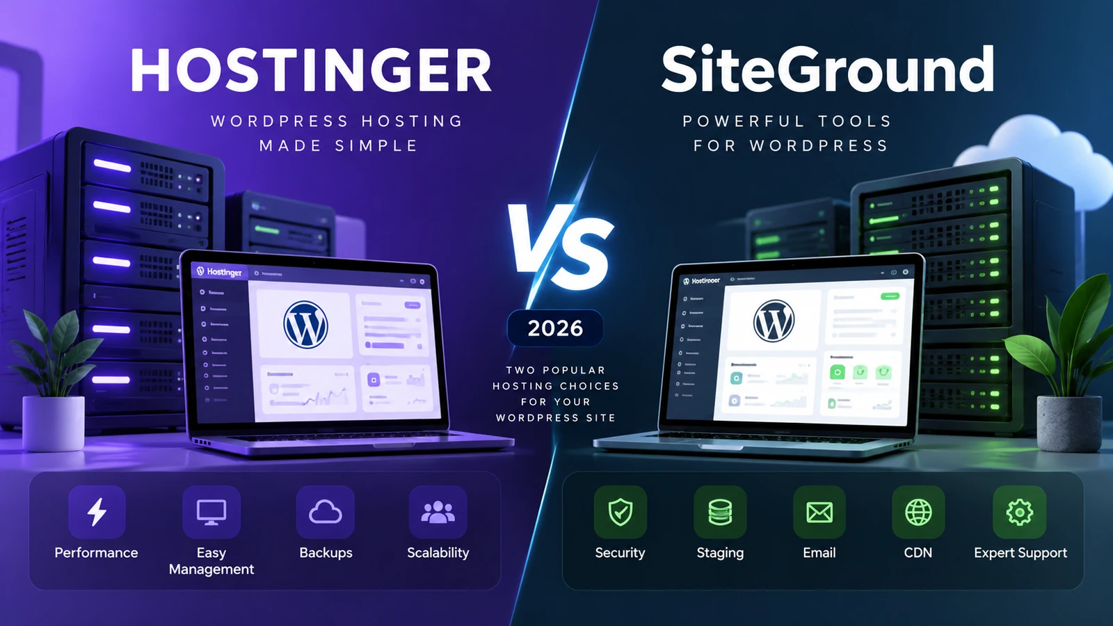 Hostinger vs SiteGround 2026 WordPress hosting comparison