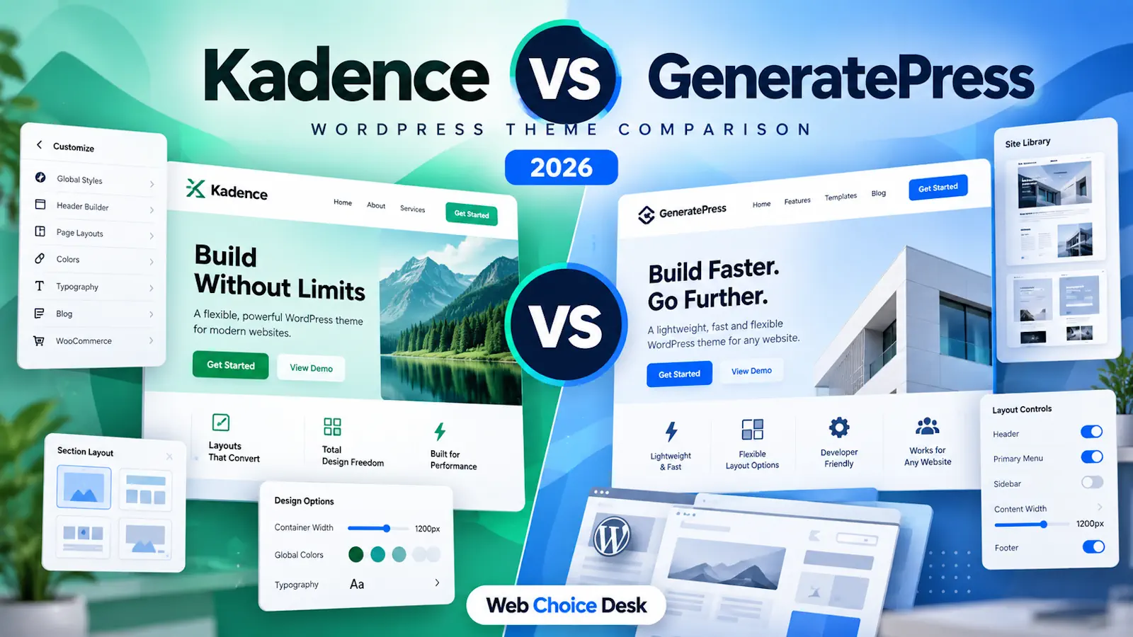 Kadence vs GeneratePress WordPress theme comparison in 2026