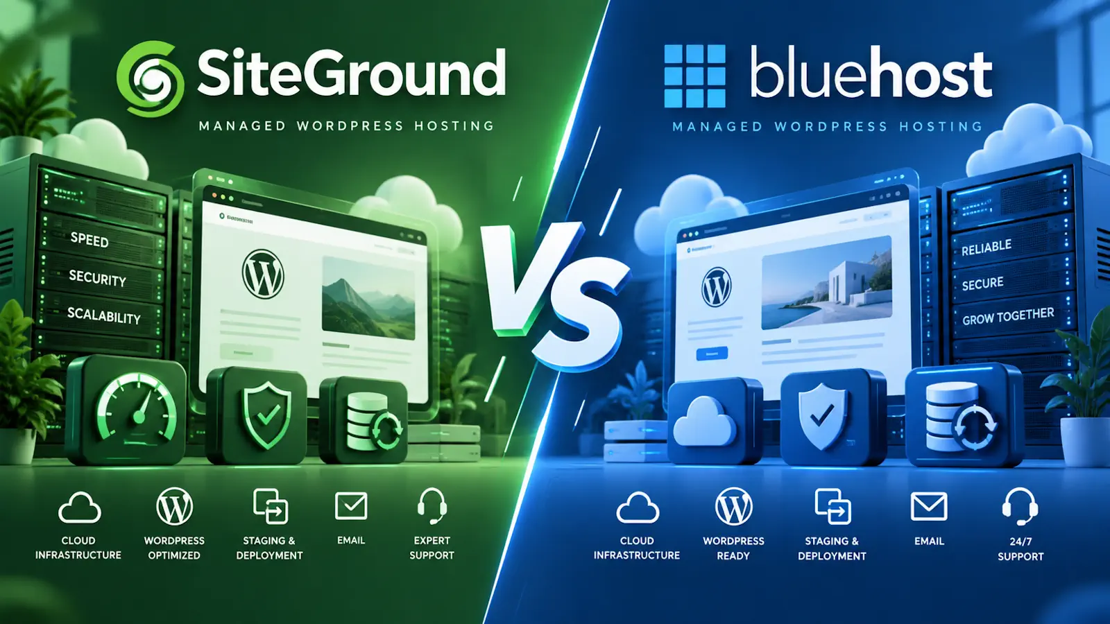 SiteGround vs Bluehost managed WordPress hosting comparison in 2026