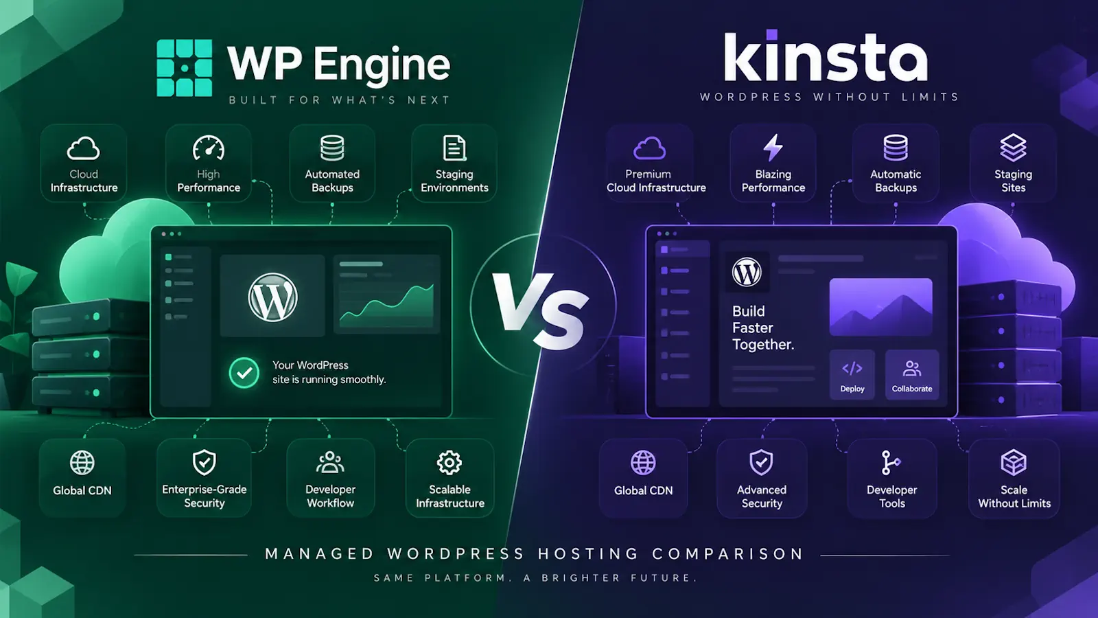 WP Engine vs Kinsta comparison for managed WordPress hosting in 2026