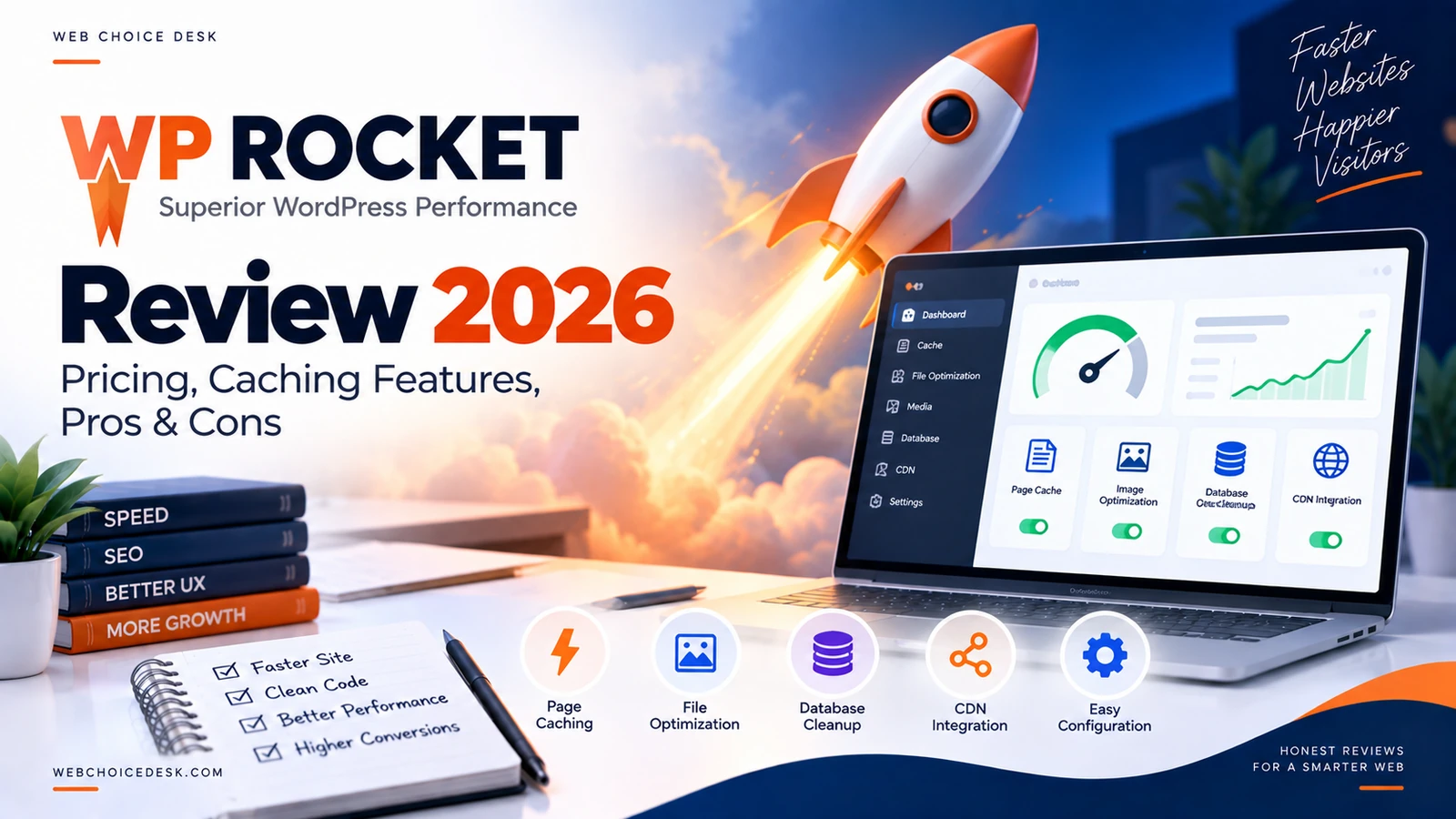 WP Rocket review 2026 with pricing caching features pros and cons