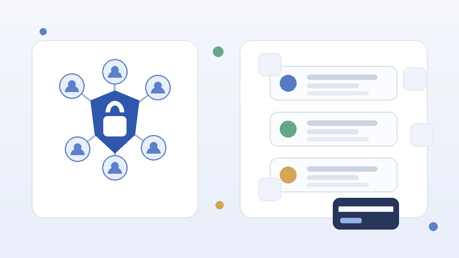 Abstract illustration of membership access, users, subscription tiers, and payments